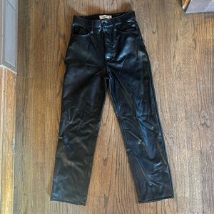 Abercrombie Ankle Straight Ultra High Rise Leather Pant, 25